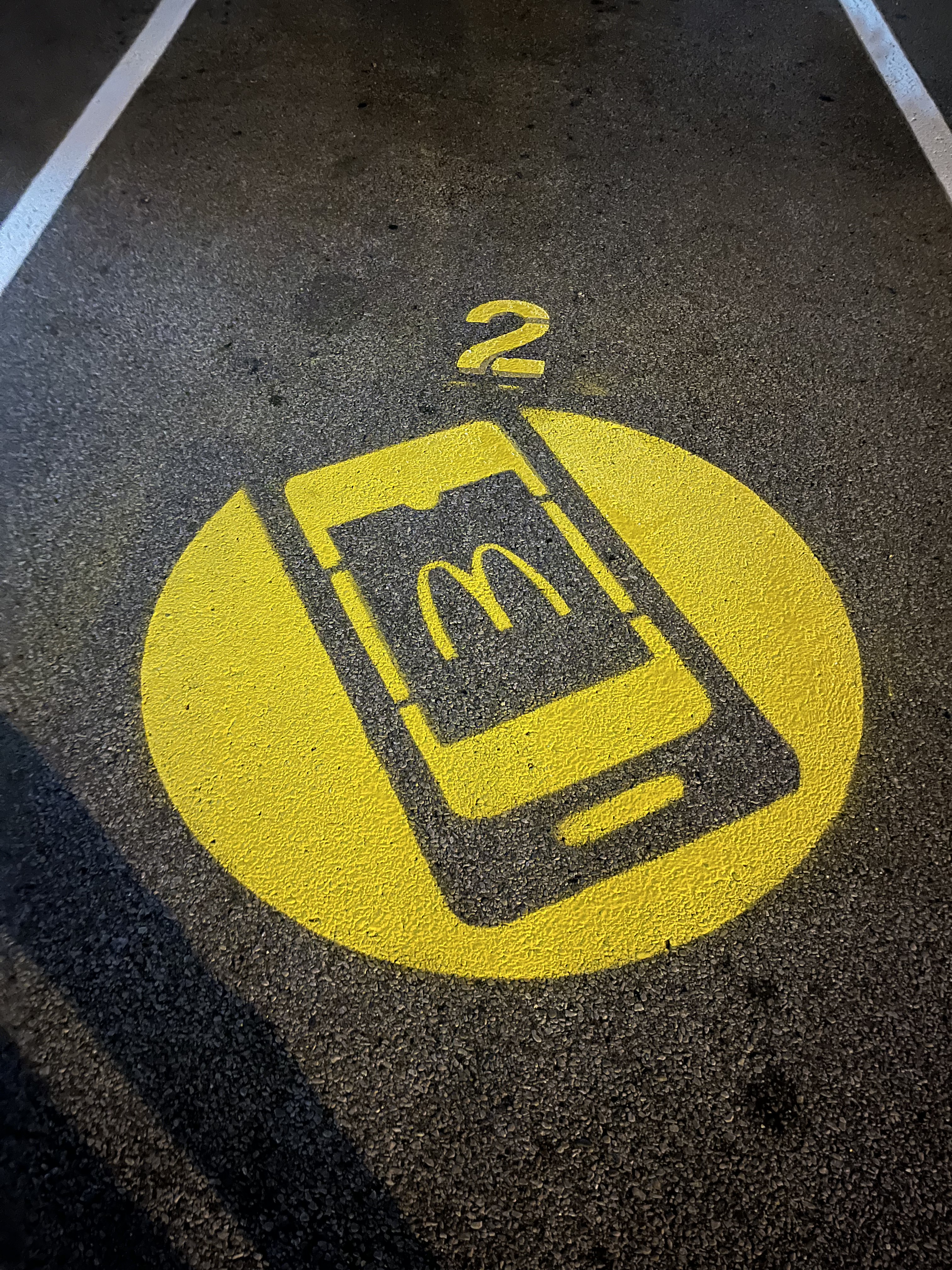 Cell phone themed parking lot stencil